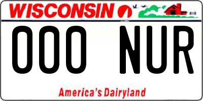 WI license plate 000NUR