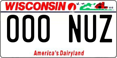 WI license plate 000NUZ