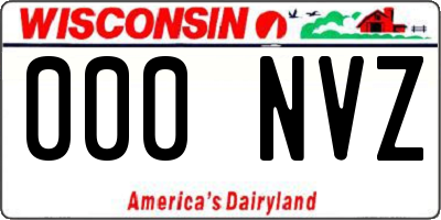 WI license plate 000NVZ