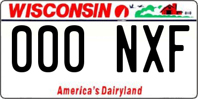 WI license plate 000NXF