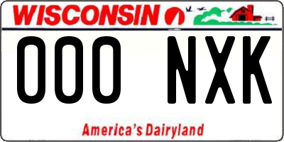 WI license plate 000NXK