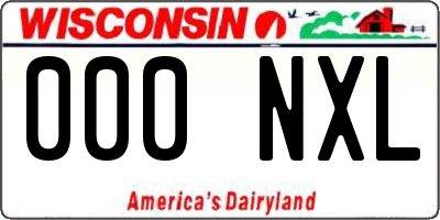 WI license plate 000NXL