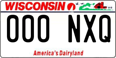 WI license plate 000NXQ