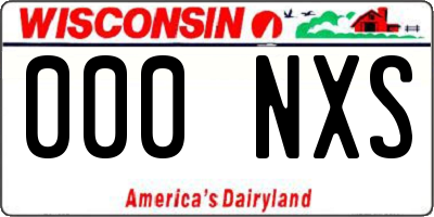 WI license plate 000NXS