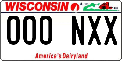 WI license plate 000NXX