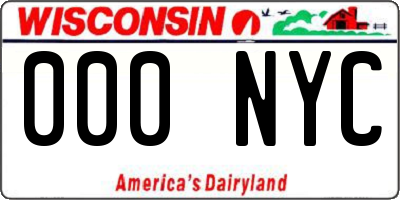 WI license plate 000NYC