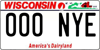 WI license plate 000NYE