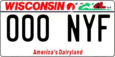WI license plate 000NYF