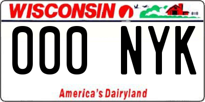 WI license plate 000NYK