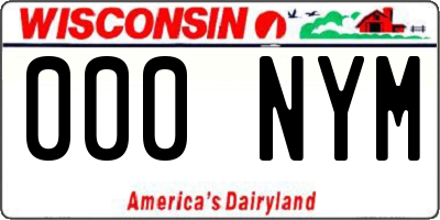 WI license plate 000NYM