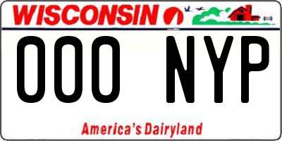 WI license plate 000NYP
