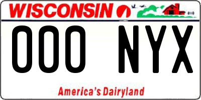 WI license plate 000NYX