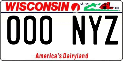 WI license plate 000NYZ