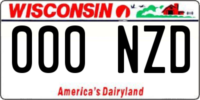 WI license plate 000NZD