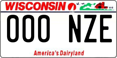 WI license plate 000NZE