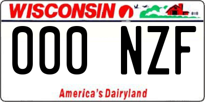 WI license plate 000NZF