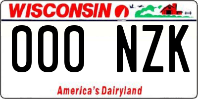 WI license plate 000NZK