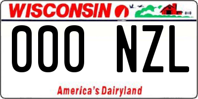 WI license plate 000NZL