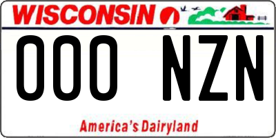 WI license plate 000NZN