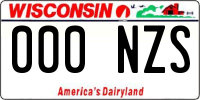 WI license plate 000NZS