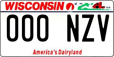 WI license plate 000NZV