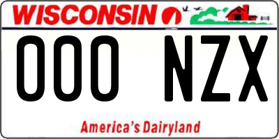 WI license plate 000NZX