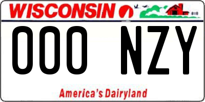 WI license plate 000NZY