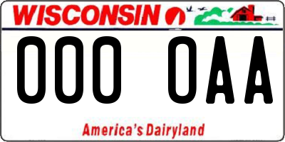 WI license plate 000OAA
