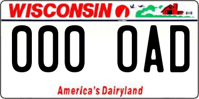 WI license plate 000OAD