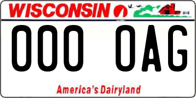 WI license plate 000OAG
