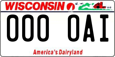 WI license plate 000OAI