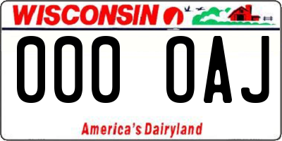 WI license plate 000OAJ