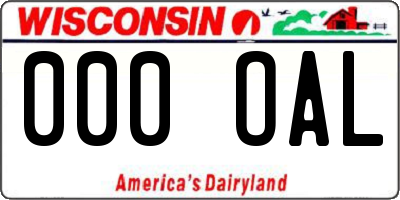 WI license plate 000OAL