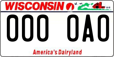 WI license plate 000OAO