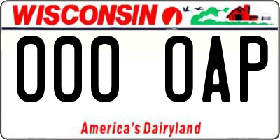 WI license plate 000OAP