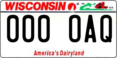 WI license plate 000OAQ
