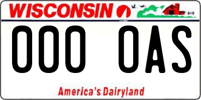 WI license plate 000OAS