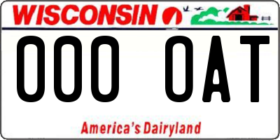 WI license plate 000OAT
