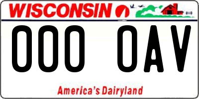 WI license plate 000OAV