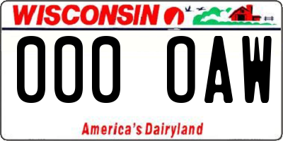 WI license plate 000OAW