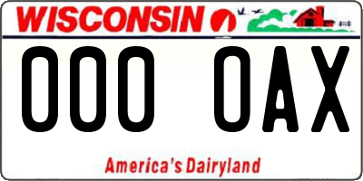 WI license plate 000OAX