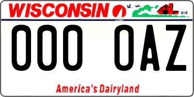 WI license plate 000OAZ