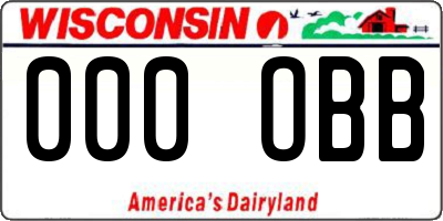 WI license plate 000OBB