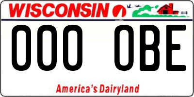 WI license plate 000OBE