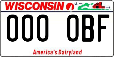 WI license plate 000OBF