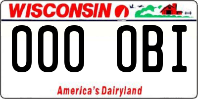 WI license plate 000OBI