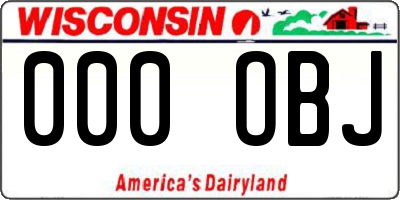 WI license plate 000OBJ