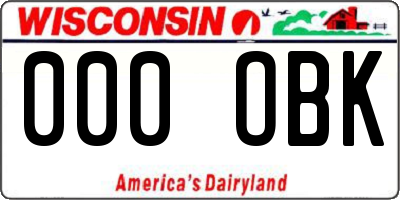 WI license plate 000OBK