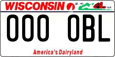 WI license plate 000OBL