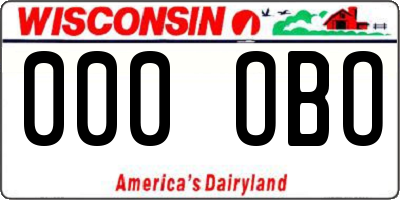 WI license plate 000OBO